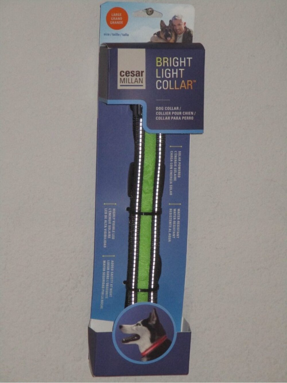 Cesar Millan Bright Light Neon Green Dog Collar Size Large 19.7" x 25.6" New Bag